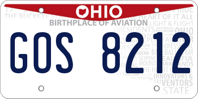 OH license plate GOS8212