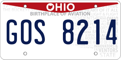 OH license plate GOS8214