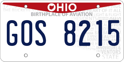 OH license plate GOS8215