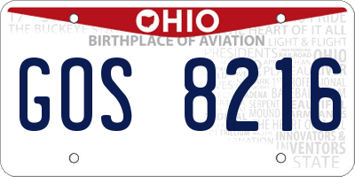 OH license plate GOS8216