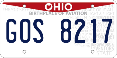 OH license plate GOS8217