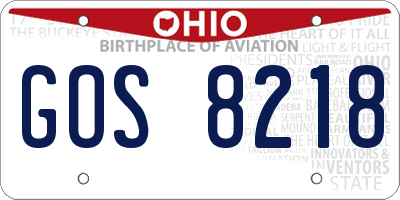 OH license plate GOS8218