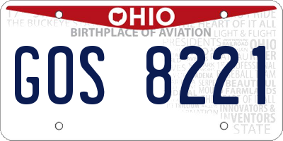 OH license plate GOS8221