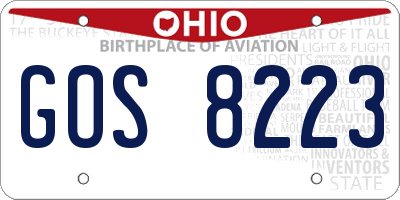 OH license plate GOS8223