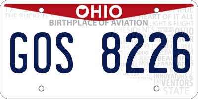 OH license plate GOS8226