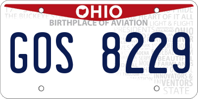 OH license plate GOS8229