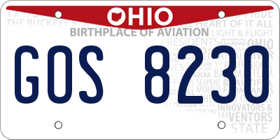 OH license plate GOS8230