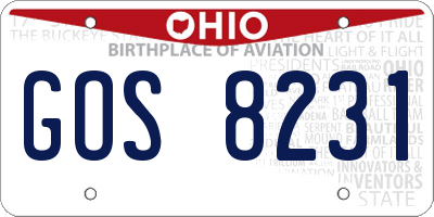 OH license plate GOS8231