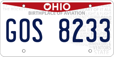 OH license plate GOS8233