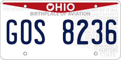 OH license plate GOS8236