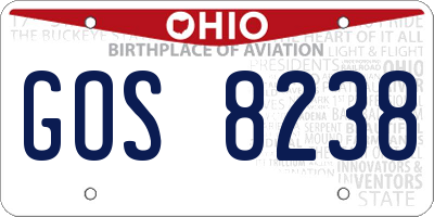 OH license plate GOS8238