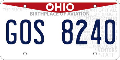 OH license plate GOS8240