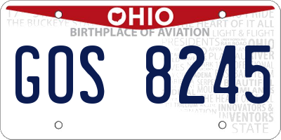 OH license plate GOS8245