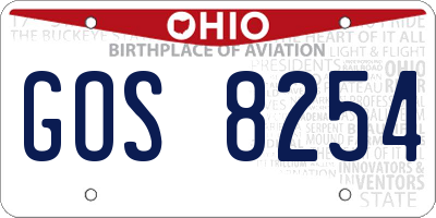 OH license plate GOS8254
