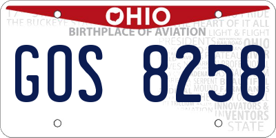 OH license plate GOS8258