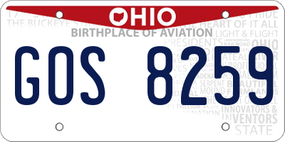 OH license plate GOS8259