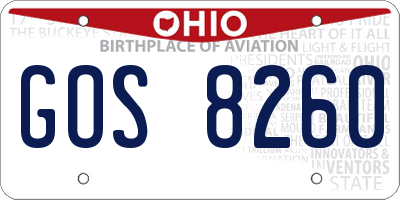 OH license plate GOS8260