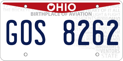 OH license plate GOS8262
