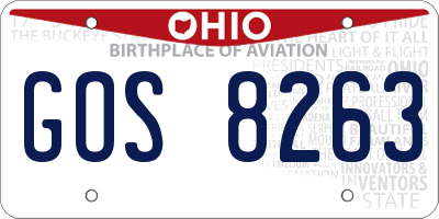 OH license plate GOS8263