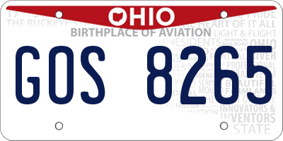 OH license plate GOS8265