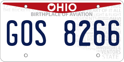 OH license plate GOS8266