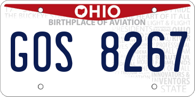 OH license plate GOS8267