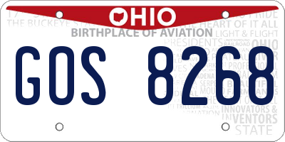OH license plate GOS8268