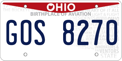 OH license plate GOS8270