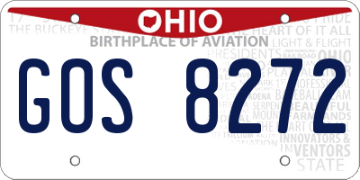 OH license plate GOS8272