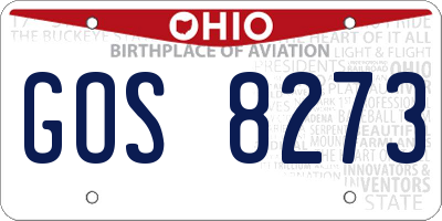 OH license plate GOS8273