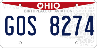 OH license plate GOS8274