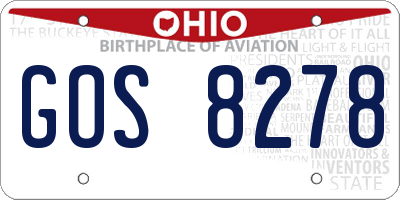OH license plate GOS8278