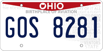 OH license plate GOS8281