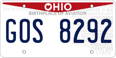 OH license plate GOS8292