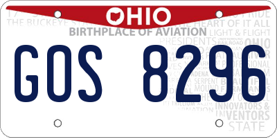 OH license plate GOS8296