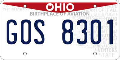 OH license plate GOS8301