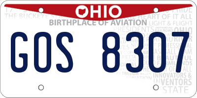 OH license plate GOS8307