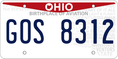 OH license plate GOS8312