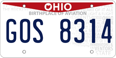 OH license plate GOS8314