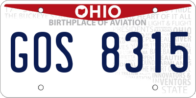 OH license plate GOS8315