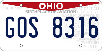 OH license plate GOS8316