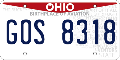 OH license plate GOS8318