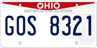 OH license plate GOS8321