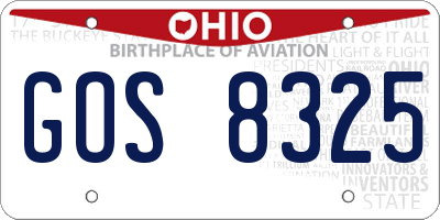 OH license plate GOS8325