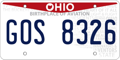 OH license plate GOS8326