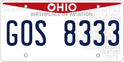 OH license plate GOS8333
