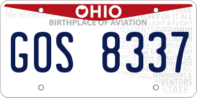 OH license plate GOS8337