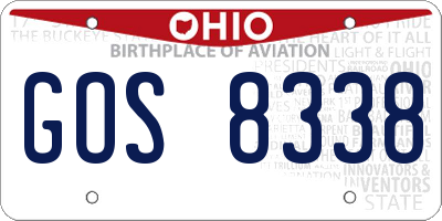 OH license plate GOS8338