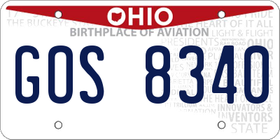 OH license plate GOS8340