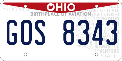 OH license plate GOS8343